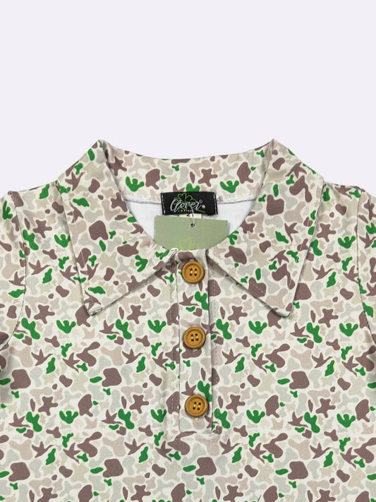 Emerald Camo Boy Collar Shirt