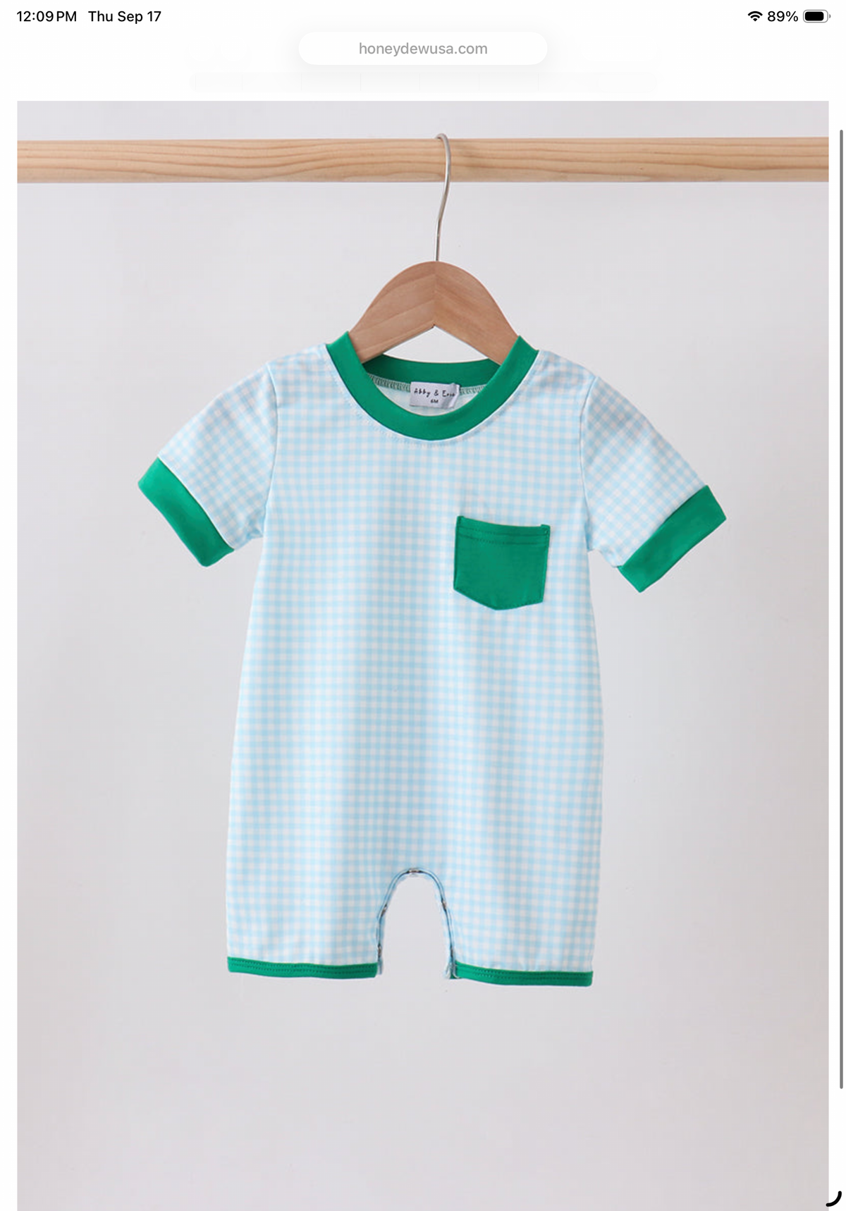 Green Gingham Romper