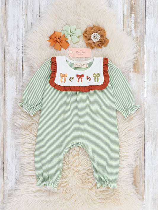 Sweet Bow Embroidered Ruffle Romper